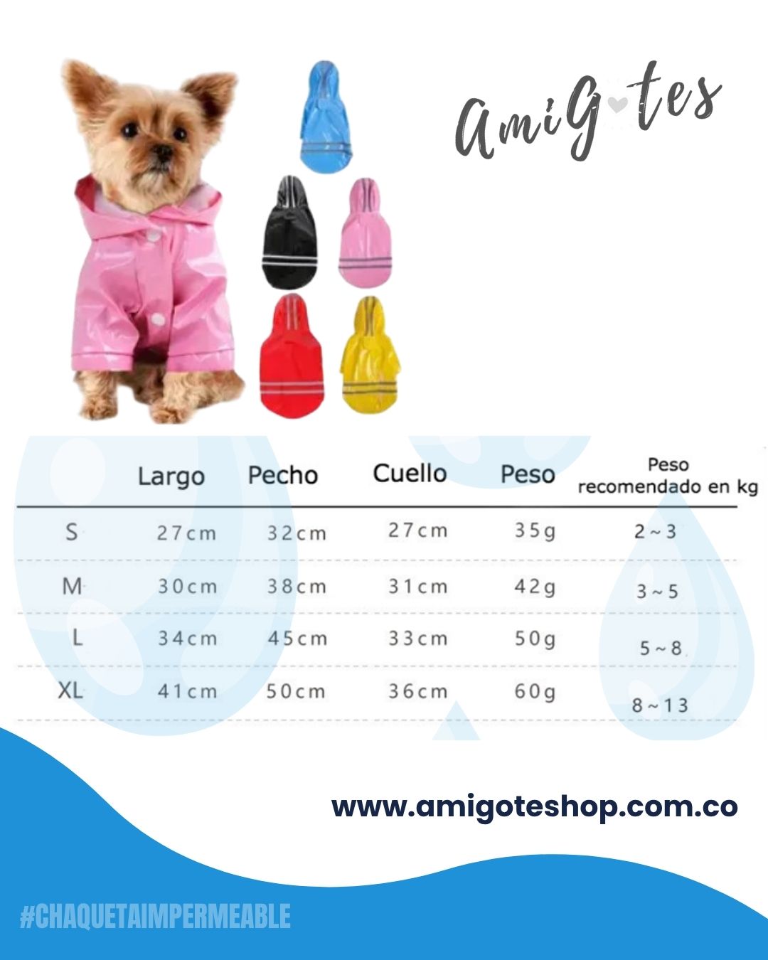 Chaqueta Impermeable Raza Pequeña Talla M - Vista alternativa